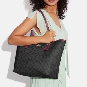 Coach Black and Burgundy Tote Bag